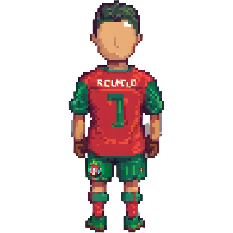 Ronaldo, pixel art style, wearing Portugal jersey emoji