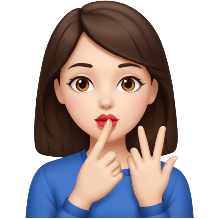brunette girl blowing kisses emoji