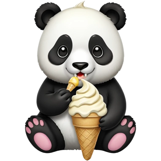 Panda eating ice cream emoji