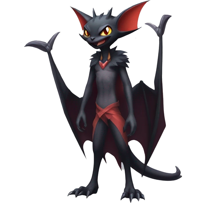  Kawaii Edgy Cool Vampiric Beautiful Noivern-Nargacuga-Litten with big Bat Ears full body emoji