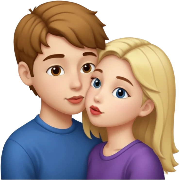 o boy kissing a girl on her cheek emoji