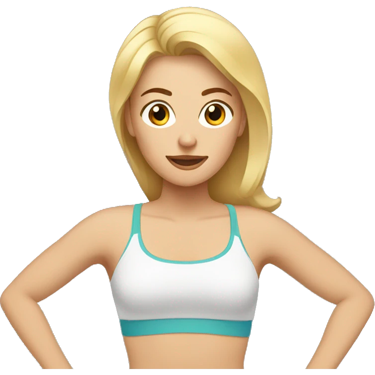 a blonde woman with brown eyes doing physical exercises emoji