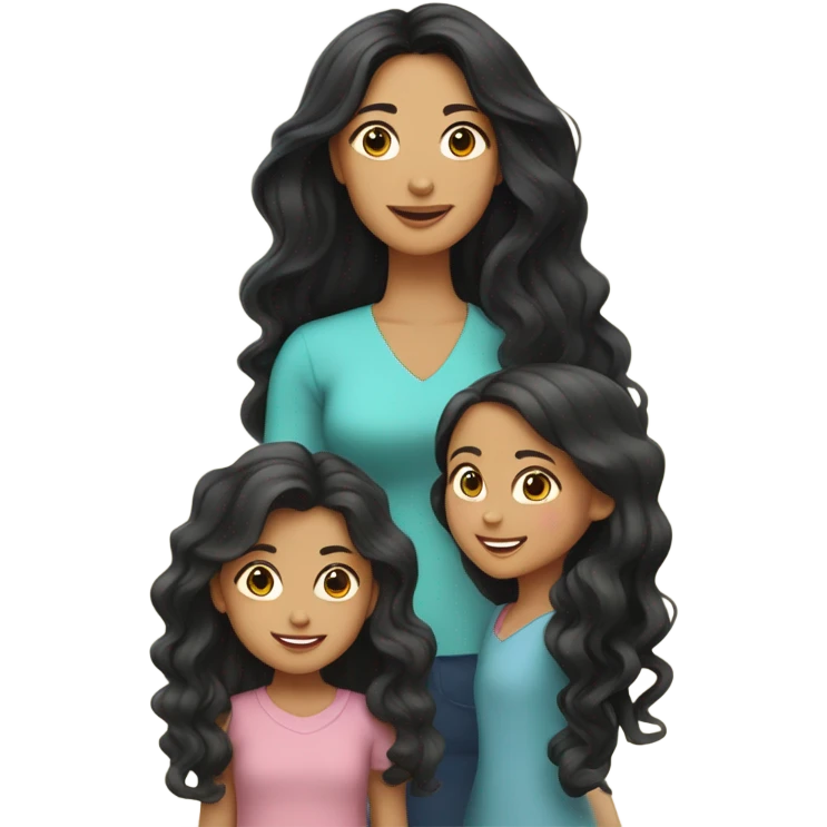 Mom vietnamese and 3 daughers long hair  emoji