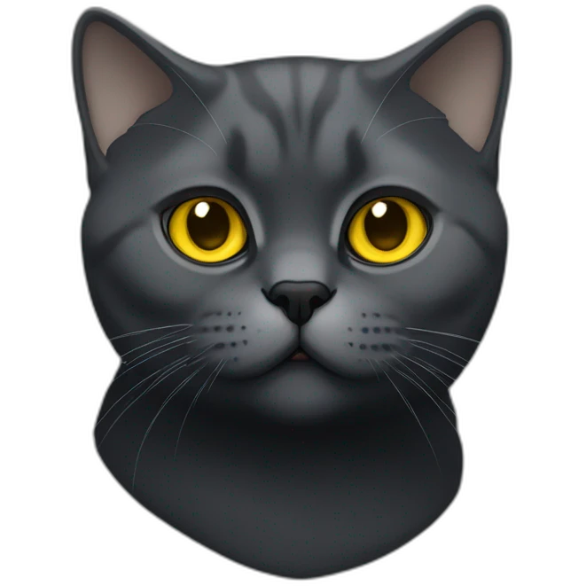 british shorthair cat in the Color dark black smoke with yellow eyes emoji
