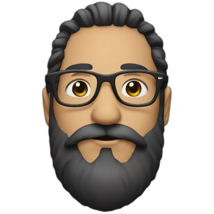 a person with man bun, beard and glasses emoji