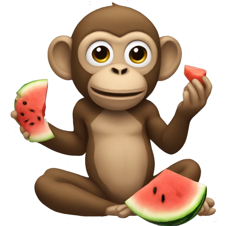 Monkey eating chicken and watermelon  emoji