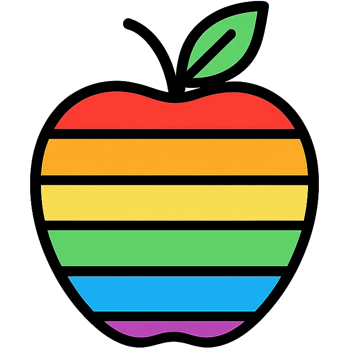 Rainbow colored apple emoji