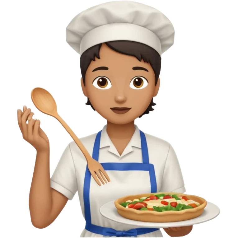 hazme una persona atendiendo una cafeteria universitaria sirviendo comida emoji