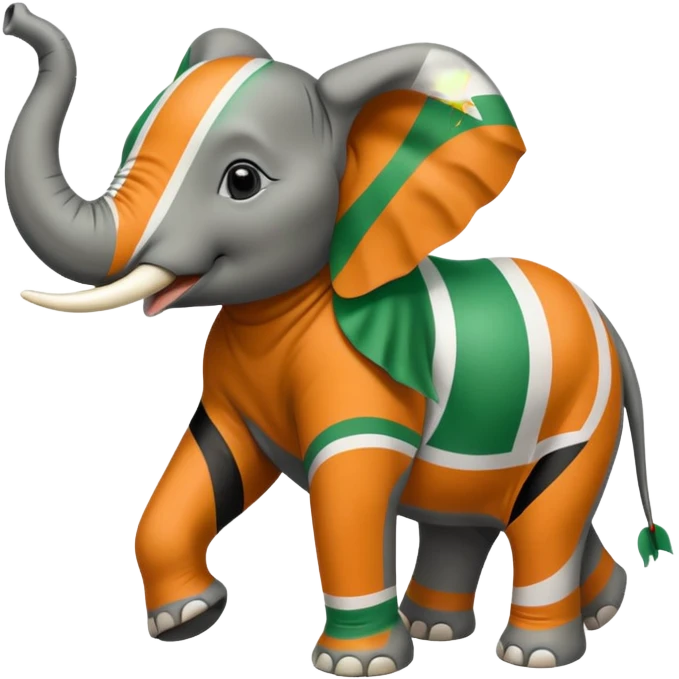 Create an dancing elephant with a white and green Ivory Coast flag . emoji