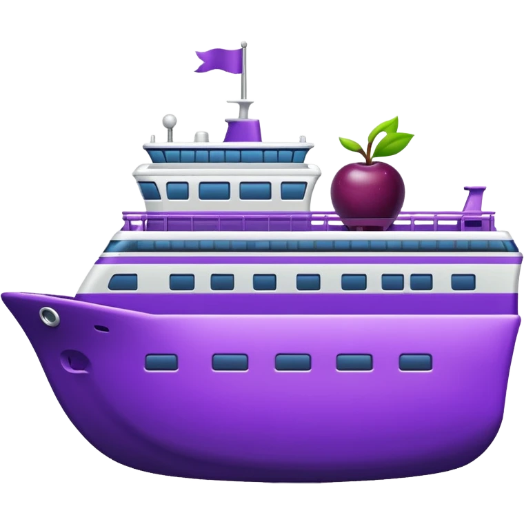 A ferry with a plum emoji