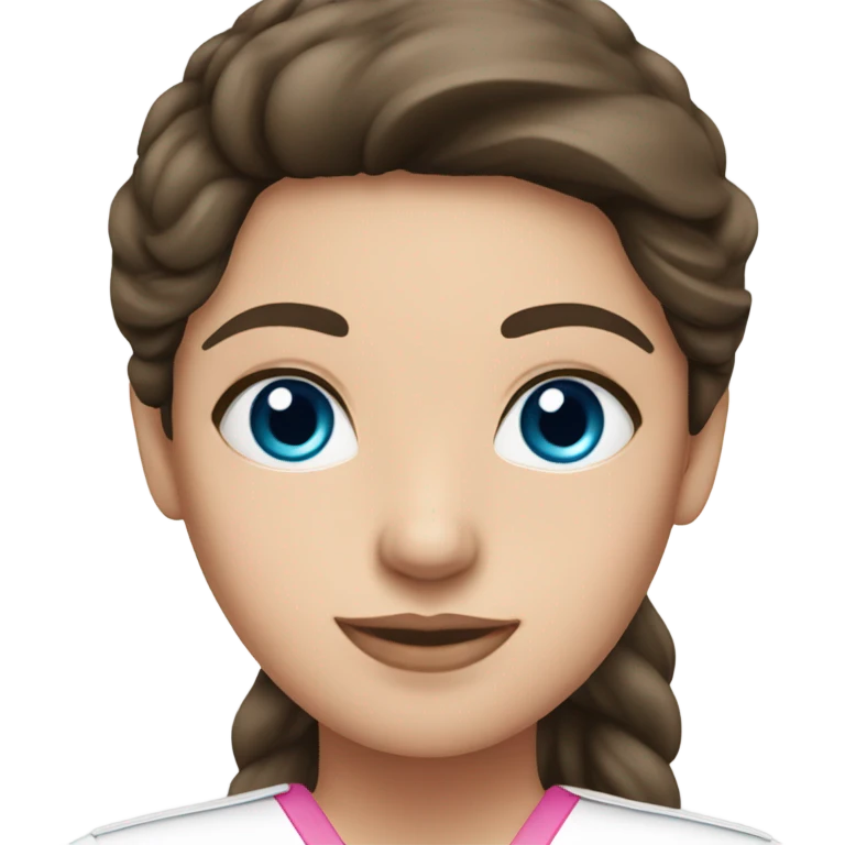 Brunette nurse with blue eyes wearing pink  emoji