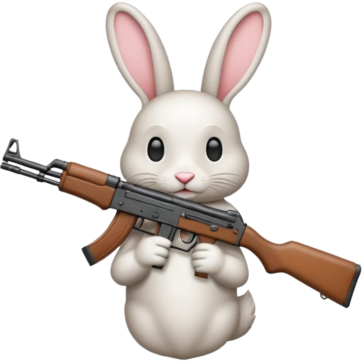 Crea un emoji de un conejo sosteniendo una  Ak47 emoji