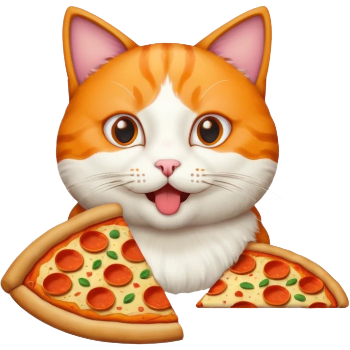 cat eating a pizza emoji