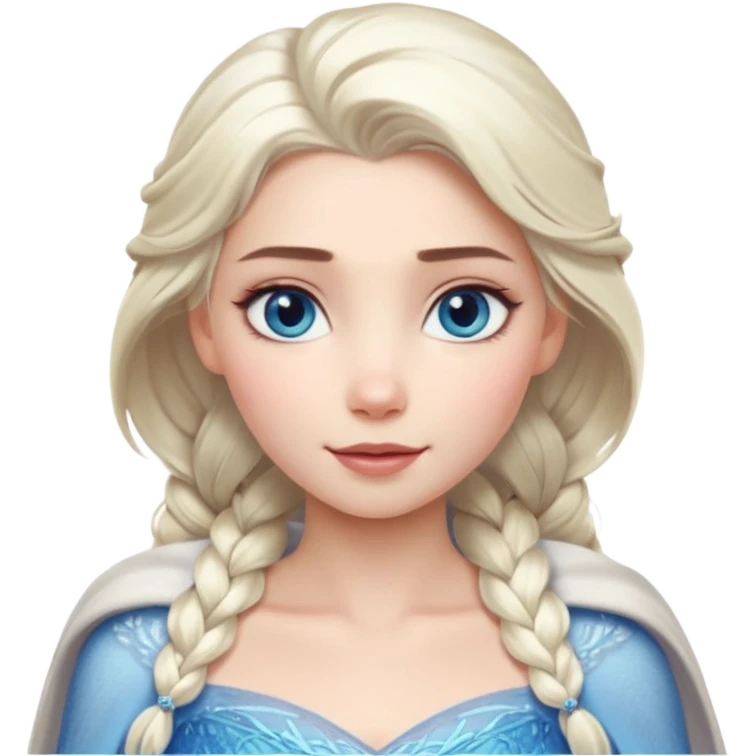 Кинематографический реалистичный портрет Эльзы с реалистичной текстурой кожи, мягким естественным освещением и изящно детализированными платиново-русыми волосами Её  выразительные голубые глаза излучают уверенность, спокойное выражение. Портрет отличается мягким чарующим сиянием с прохладной emoji