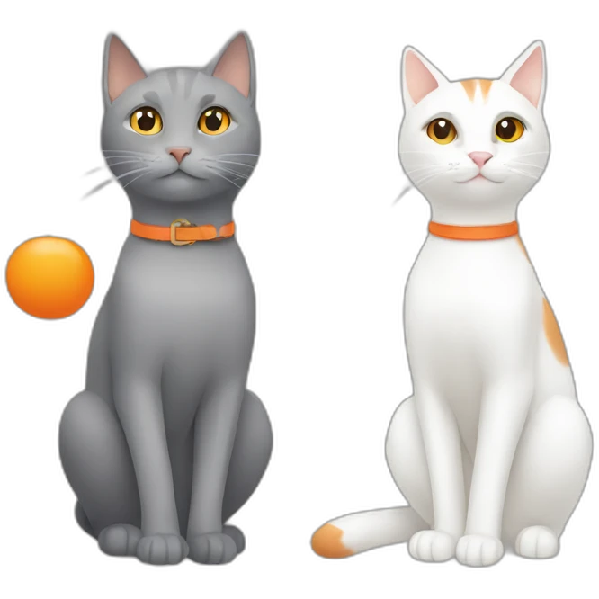 grey cat and white and orange cat emoji