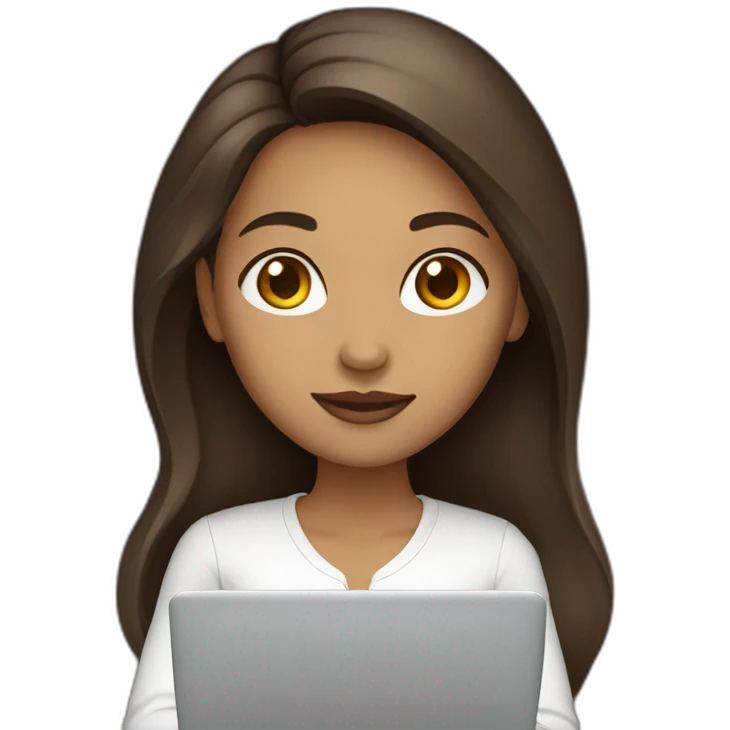 woman light brown skin long dark brown hair with laptop emoji
