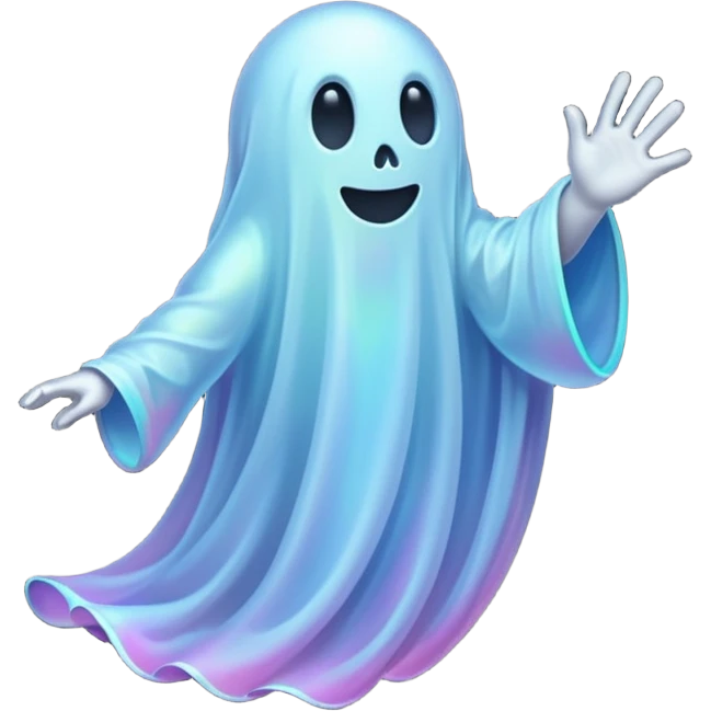 A holographic ghost running emoji