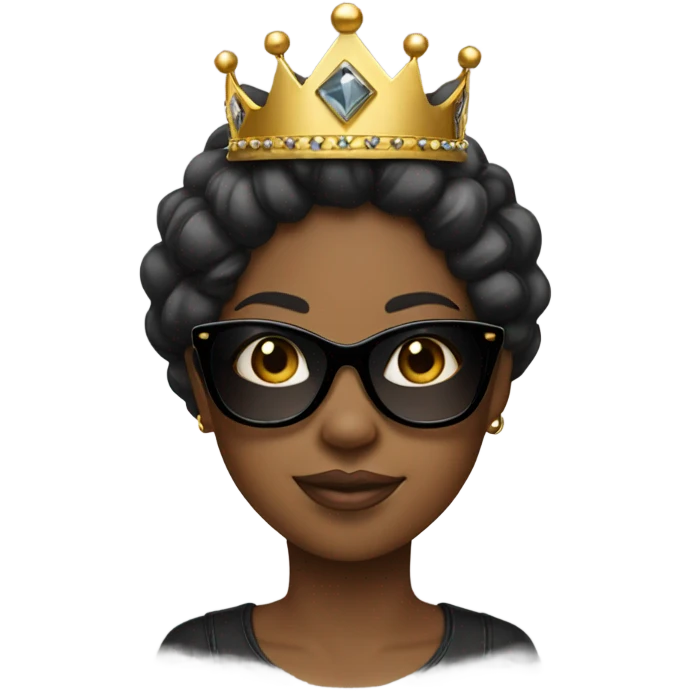Black girl with crown and sunglasses emoji