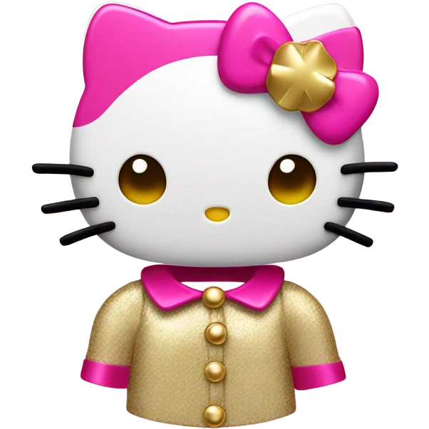Hello kitty with pink and gold stiletto nails ￼￼ emoji