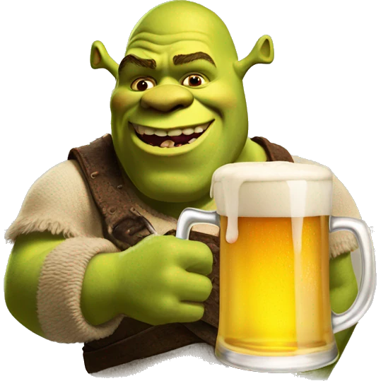 shrek with a beer emoji