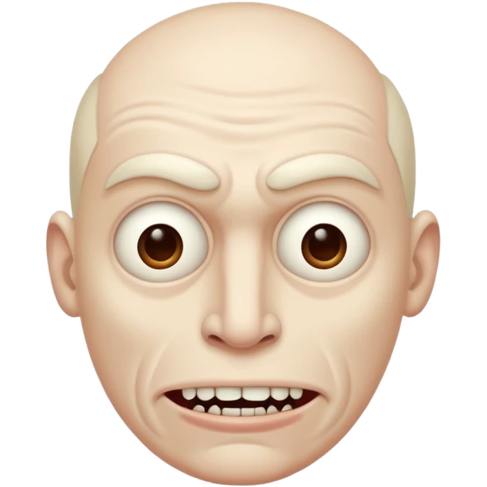 Creepy man with big mouth and no nose and ears emoji
