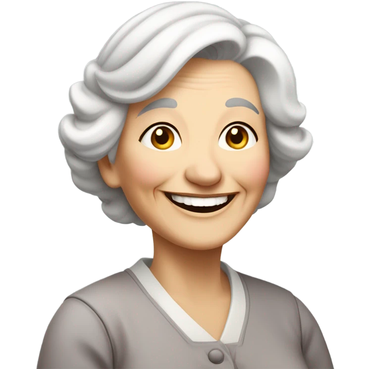 happy white skin grandma emoji