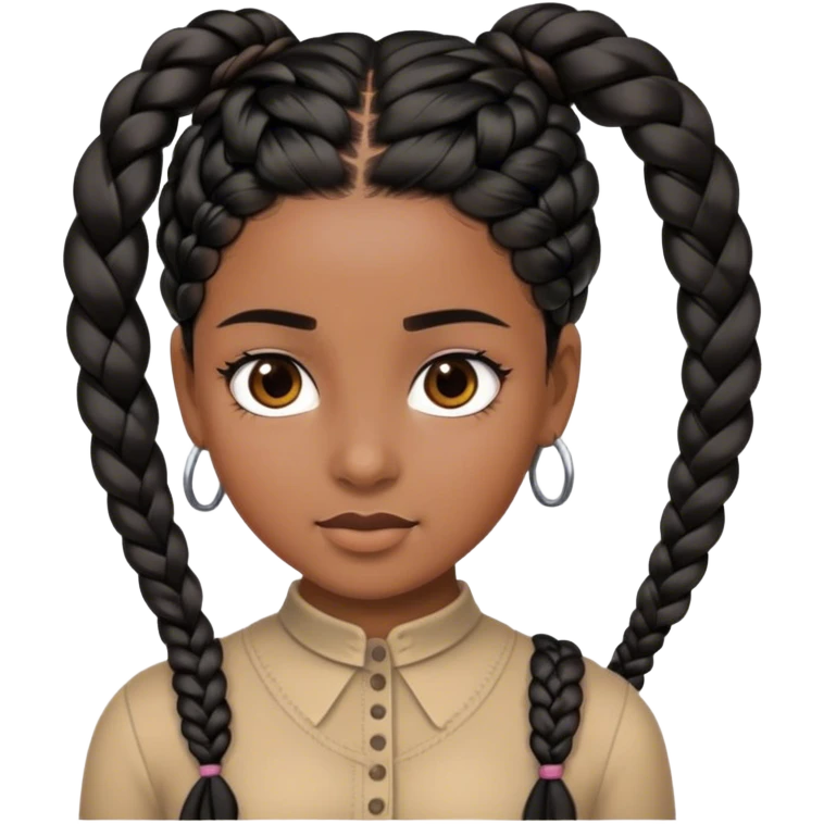 Girl with black braided hair emoji