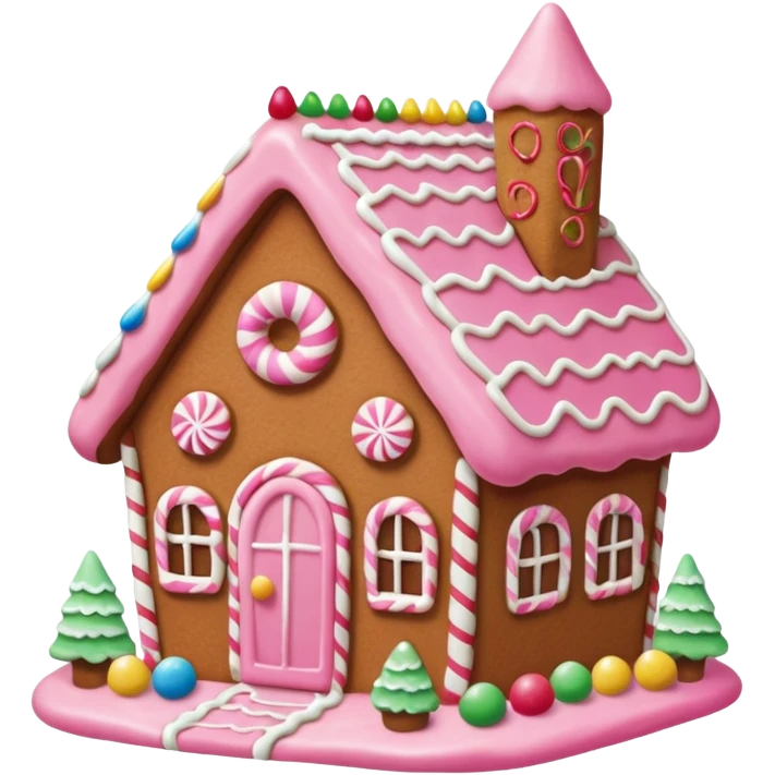 Gingerbread house pink emoji