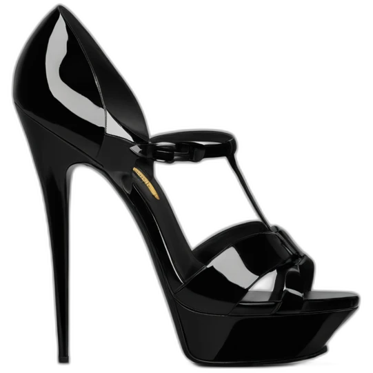 Ysl TRIBUTE heel SANDAL black PATENT LEATHER emoji