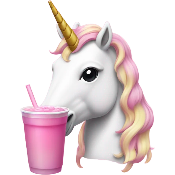 a unicorn with a pink shirt on drinking boba emoji