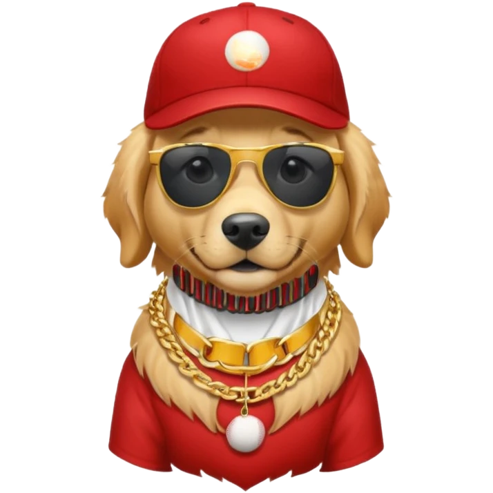 Create a golden retriever that is dressed like a rapper  emoji