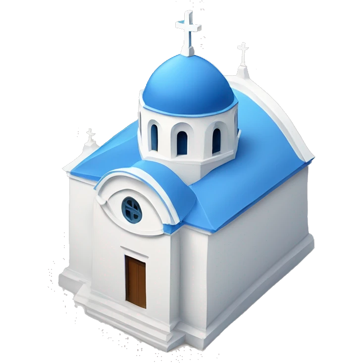 Typical Greece church building with white body and blue roof emoji