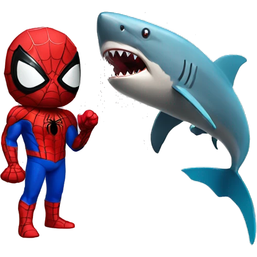 Spider-man vs a shark emoji