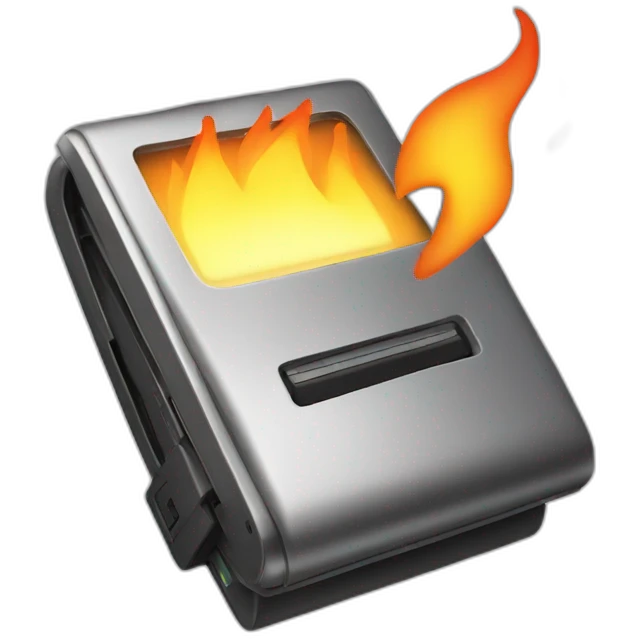 pager inside of a flame emoji