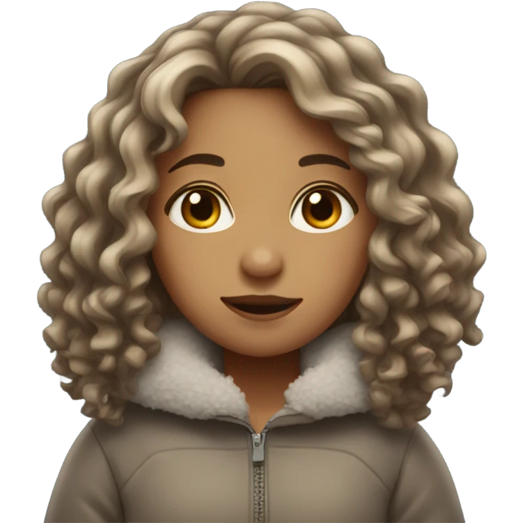 Freezing white girl with shoulder length curly brown hair emoji
