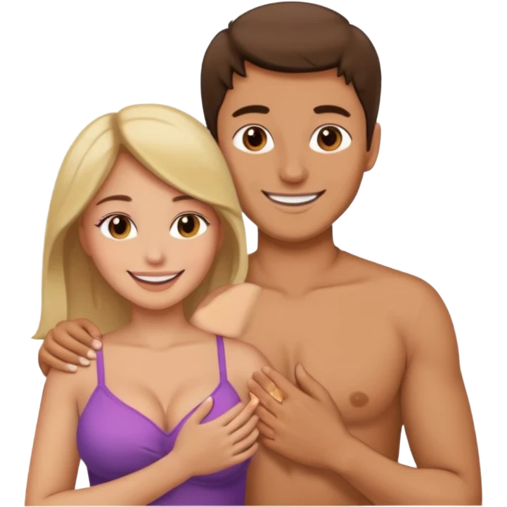 Çıplak erkek çıplak kızın memelerini elliyor emoji