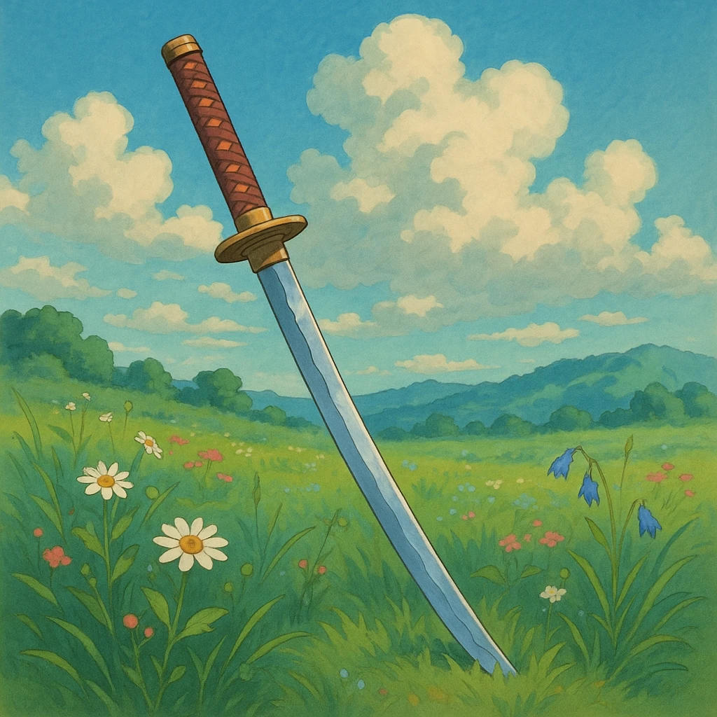 katana sword in ghibli style emoji
