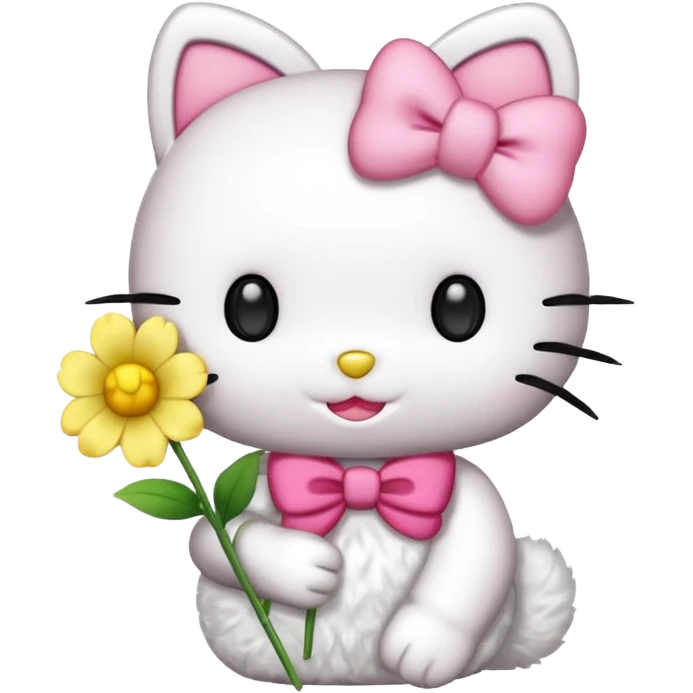 hello kitty giving yellow flower emoji