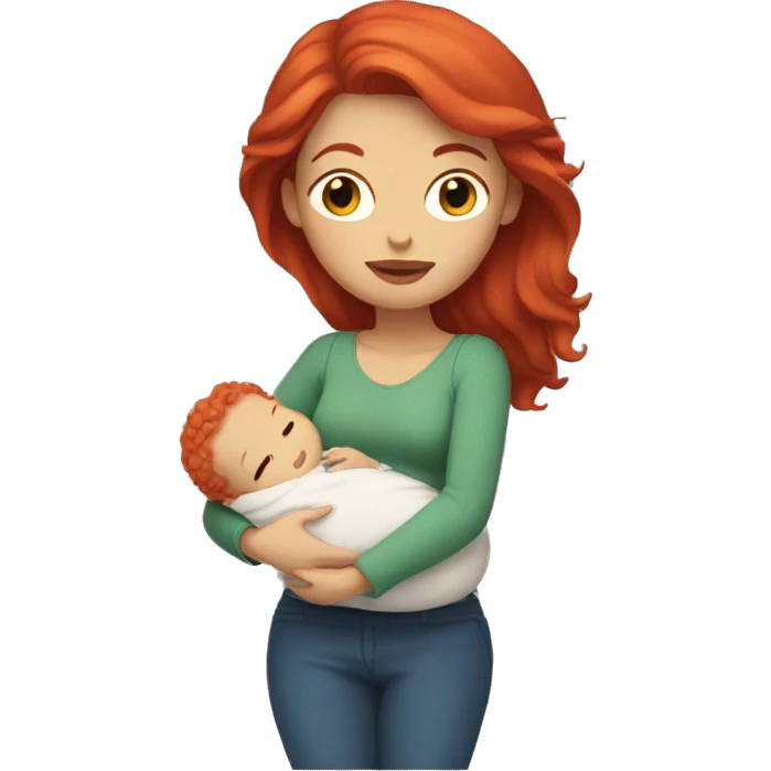 A white woman with red hair and holding a baby emoji