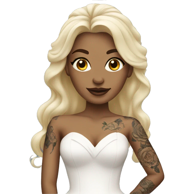 Blonde bride with tattoos emoji