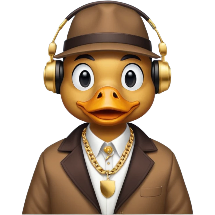 A gangster duck listening to rap music emoji