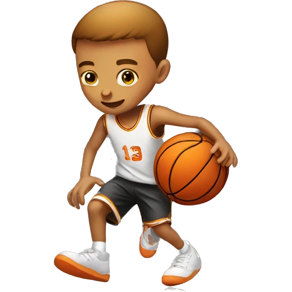 kid dribbling a basketball emoji
