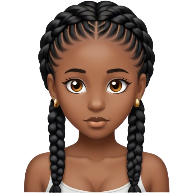 black girl with black goddess braids and nose stud with big eyes emoji