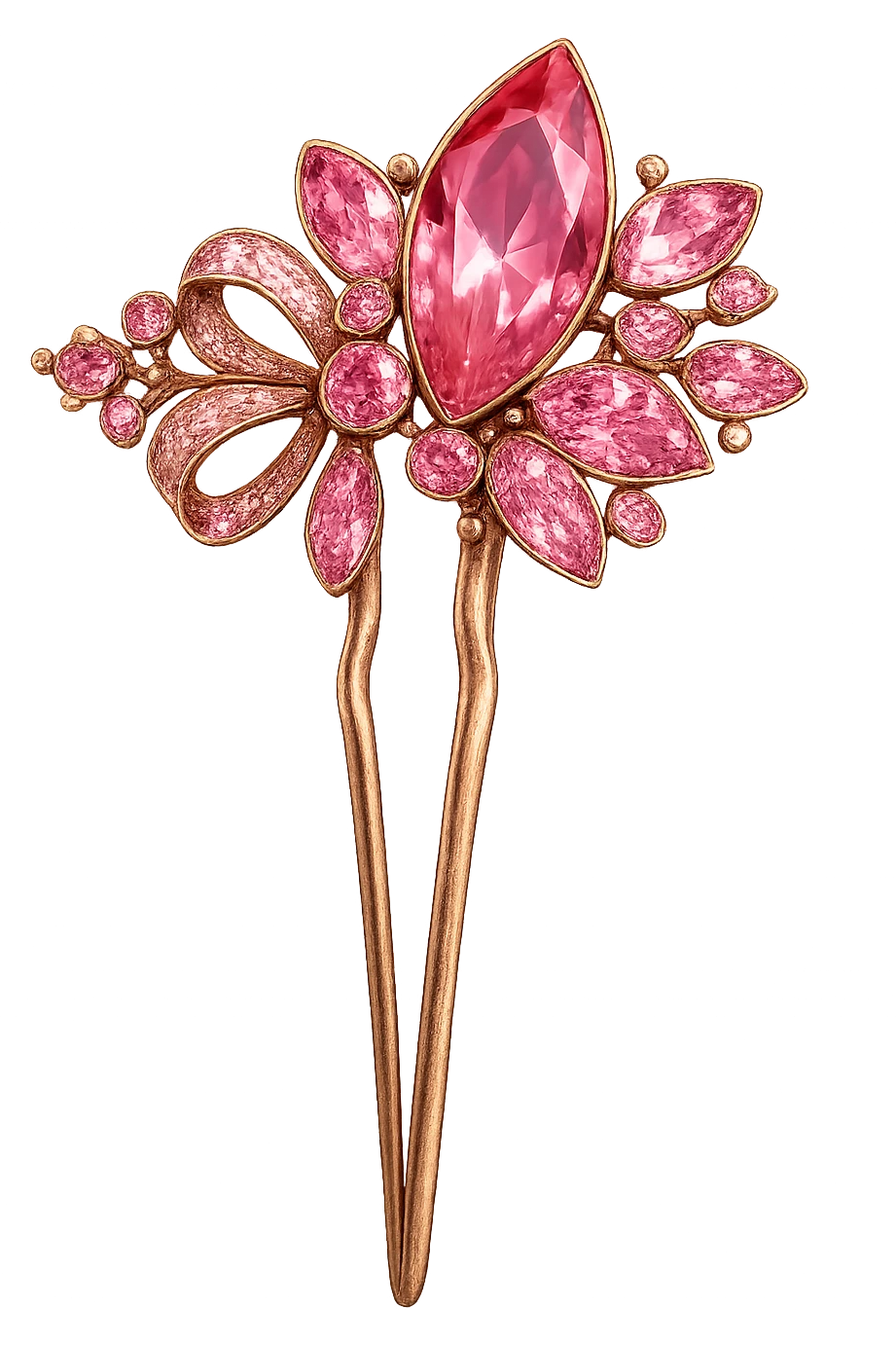 pink crystal hairpin, glamorous and stylish emoji