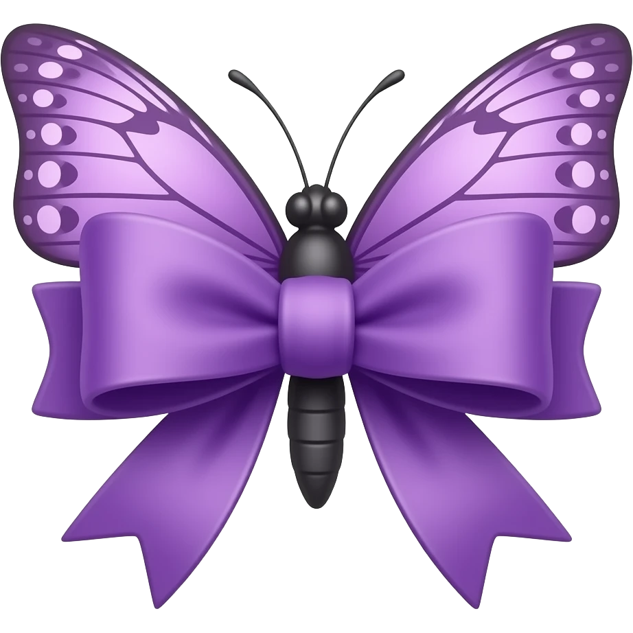 Purple butterfly bow and flower emoji
