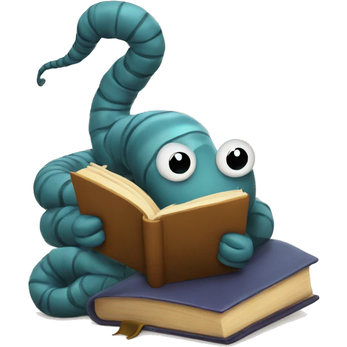 Worm reading a book emoji