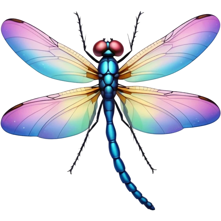 cartoon dragonfly with colorful wings emoji