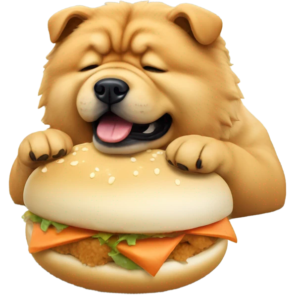 Chow Chow dog eating bao emoji