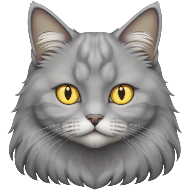 grey fluffy british long hair cat with yellow eyes cuteer  emoji