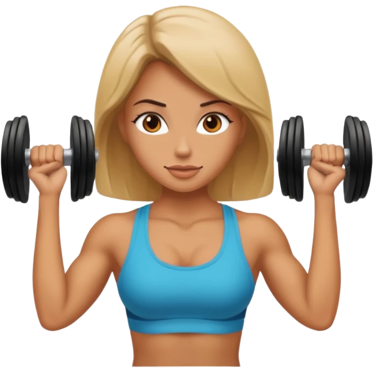 A hot female, lifting weights emoji